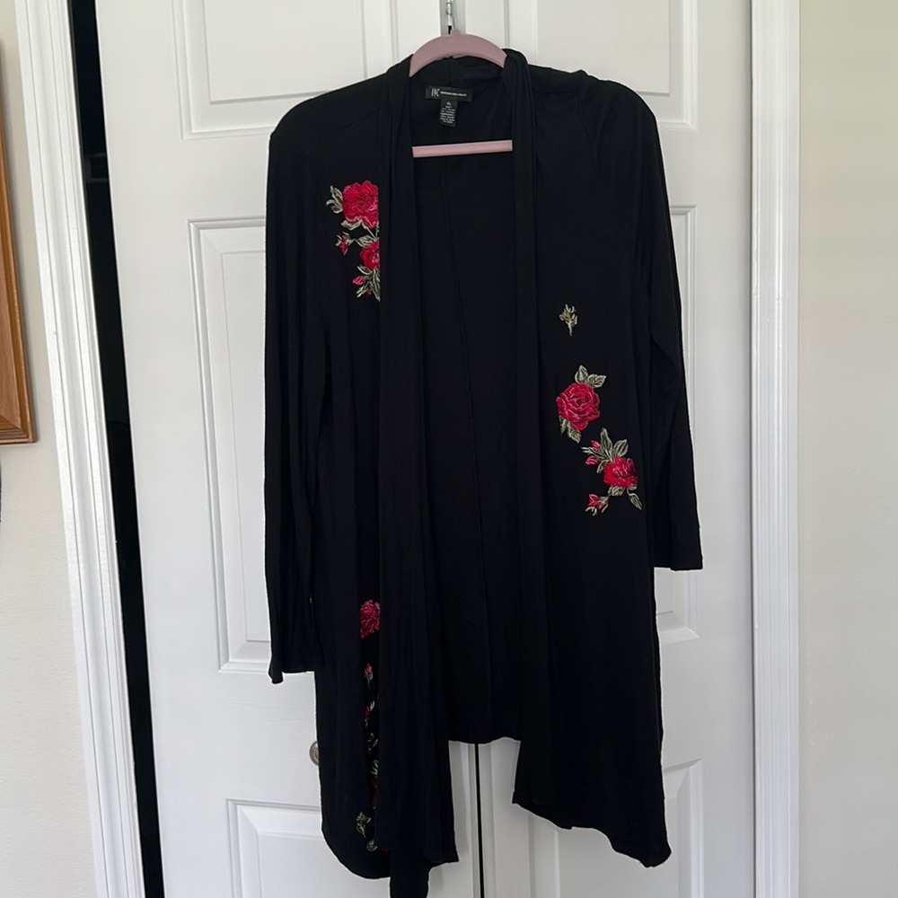 INC cardigan with woven floral design